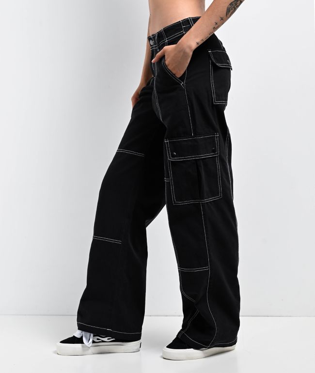 Empyre Alani Low Rise Black Relaxed Cargo Pants - thumbnail 3