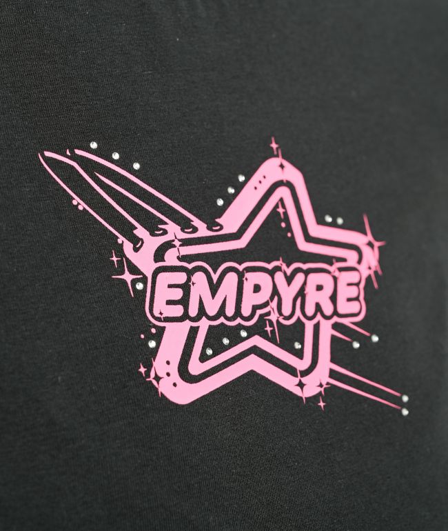 Empyre Amina Rhinestone Black Crop T-Shirt - thumbnail 3