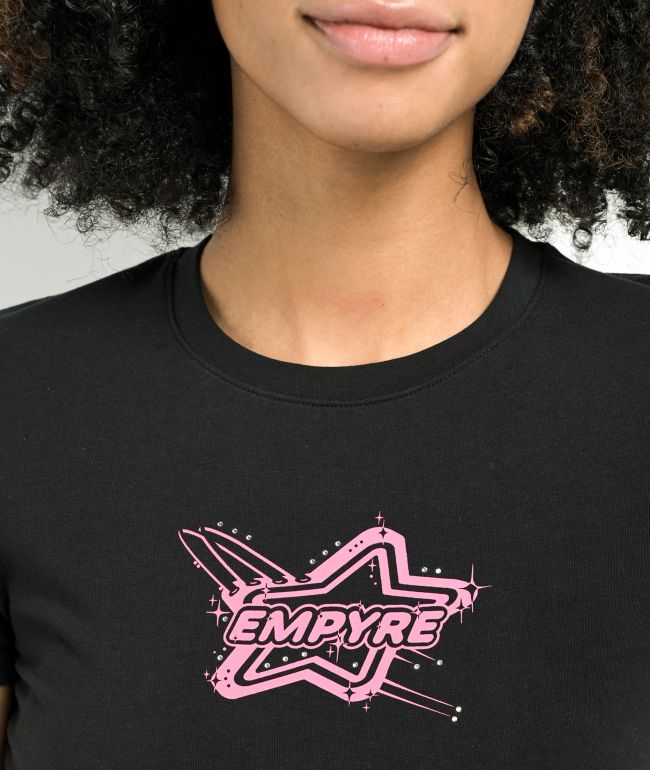Empyre Amina Rhinestone Black Crop T-Shirt - thumbnail 2
