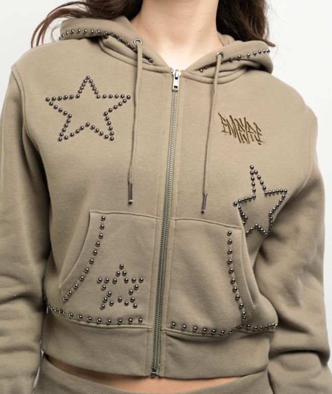 Empyre Angel Green Crop Zip Hoodie - thumbnail 3