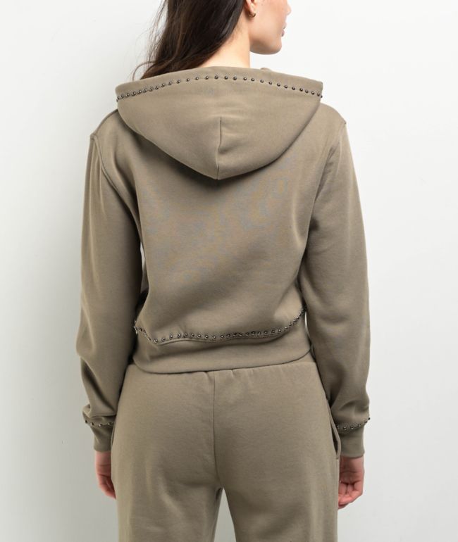 Empyre Angel Green Crop Zip Hoodie - thumbnail 2