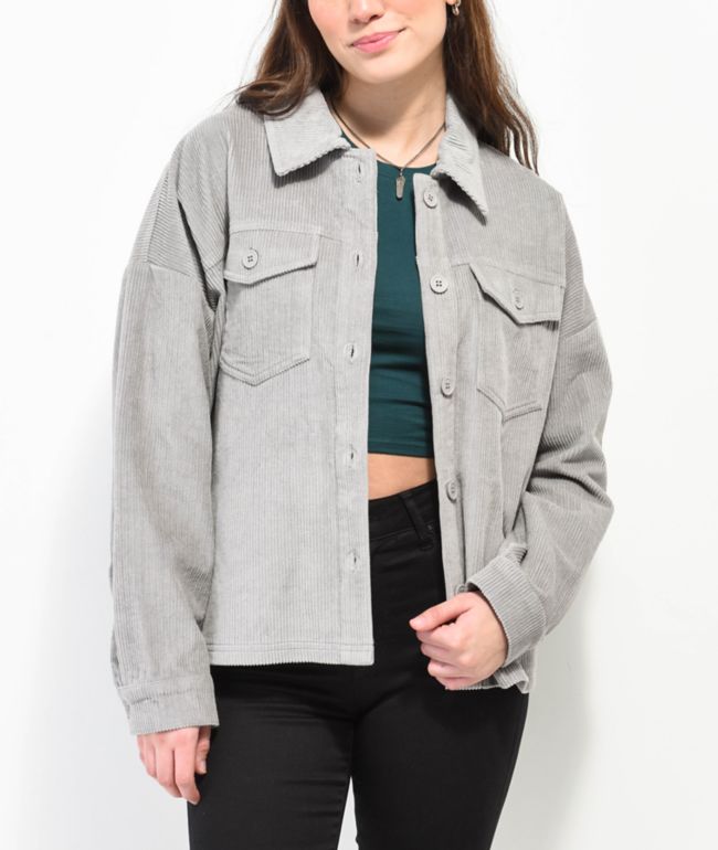 Empyre Aria Formal Grey Corduroy Shirt Jacket