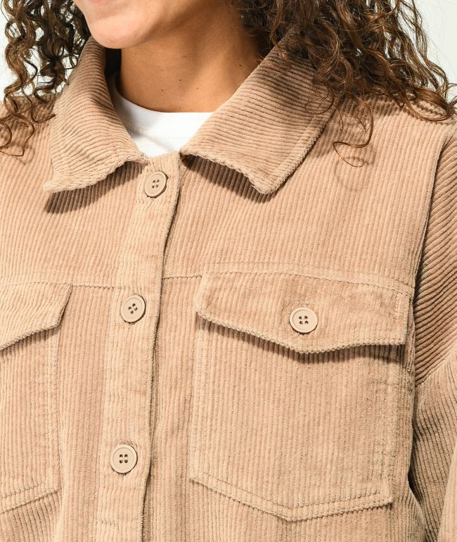 Empyre Aria Tan Corduroy Shirt Jacket - thumbnail 3