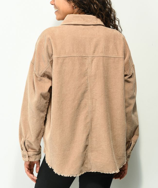 Empyre Aria Tan Corduroy Shirt Jacket - thumbnail 2