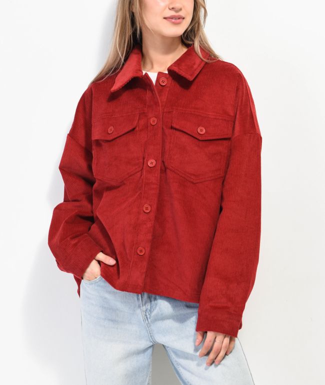 Empyre Aria Wine Corduroy Shirt Jacket - thumbnail 3