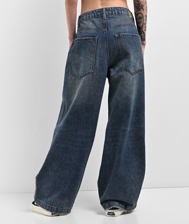 Empyre Boxcar Extent Wide Leg Blue Denim Jeans - thumbnail 2