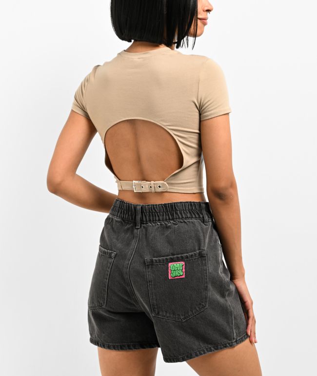 Empyre Brianna Blooming Beige Crop T-Shirt - thumbnail 2