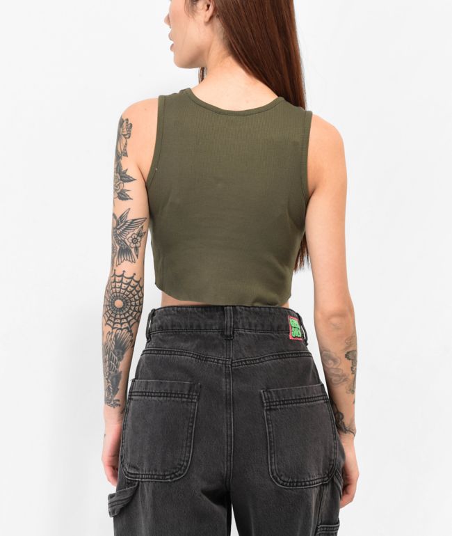Empyre Bunney Skeleton Green Crop Tank Top - thumbnail 2