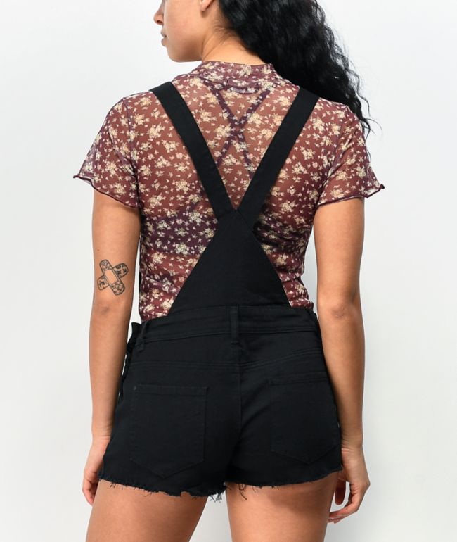 Empyre Cora Utility Buckle Black Overall Shorts - thumbnail 2
