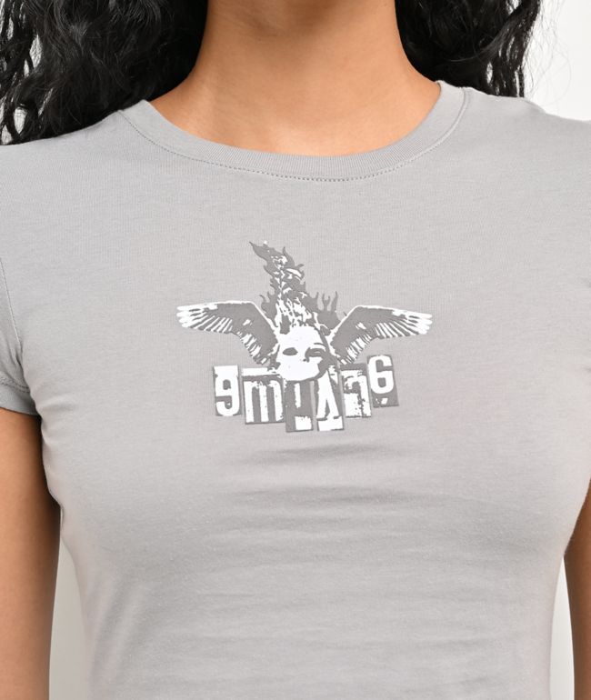 Empyre Dark Punk Grey Crop T-Shirt - thumbnail 3