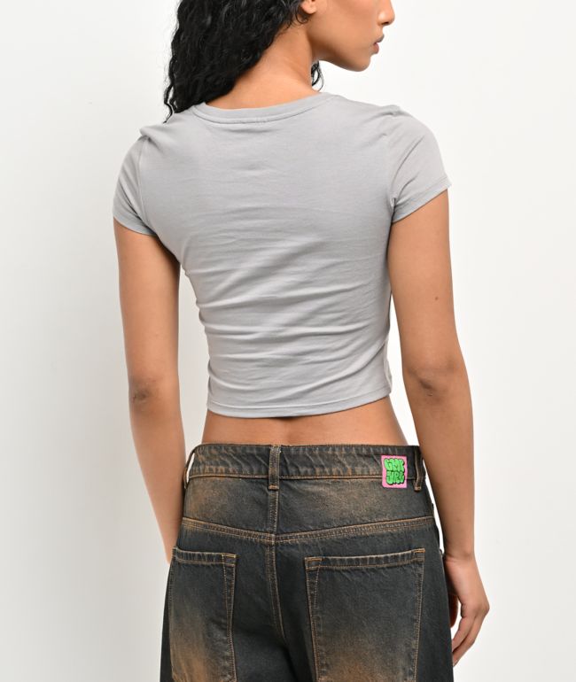 Empyre Dark Punk Grey Crop T-Shirt - thumbnail 2