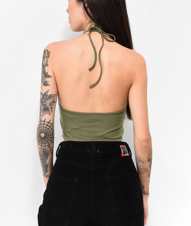 Empyre Devon Olive Green Halter Top - thumbnail 2