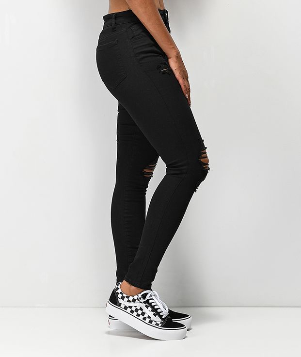 Empyre Drea High-Rise Exposed Button Black Jeggings - thumbnail 3