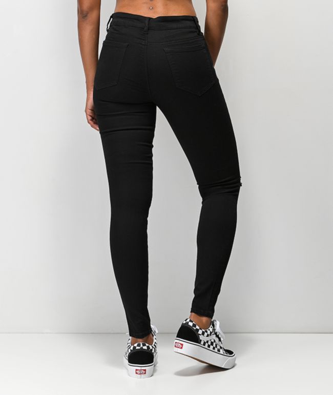 Empyre Drea High-Rise Exposed Button Black Jeggings - thumbnail 2