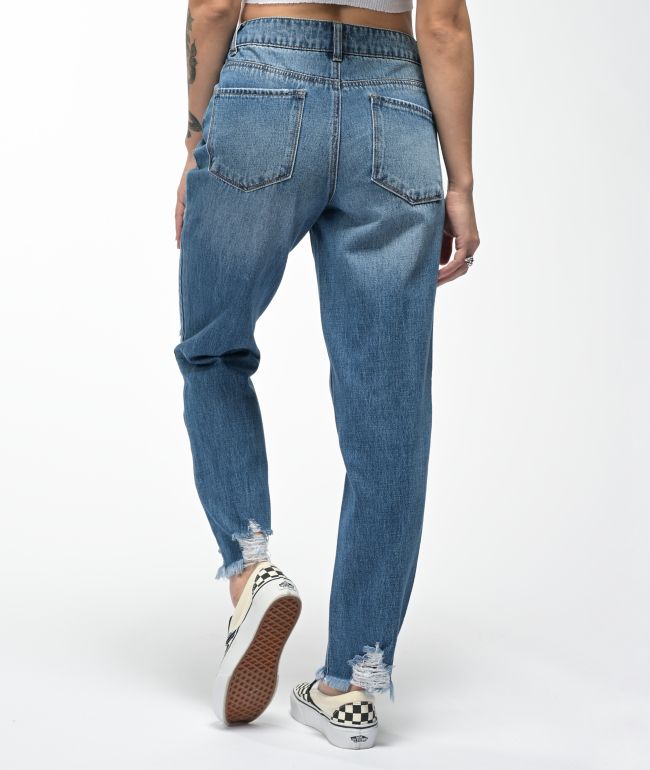 Empyre Eileen Rip and Repair Blue Distressed Denim Jeans - thumbnail 2