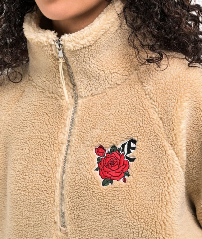 Empyre Eliza With Rose Cream Half Zip Sherpa Sweatshirt - thumbnail 3