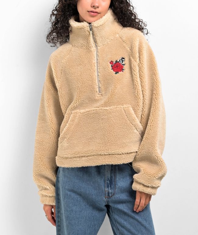 Empyre Eliza With Rose Cream Half Zip Sherpa Sweatshirt - thumbnail 2