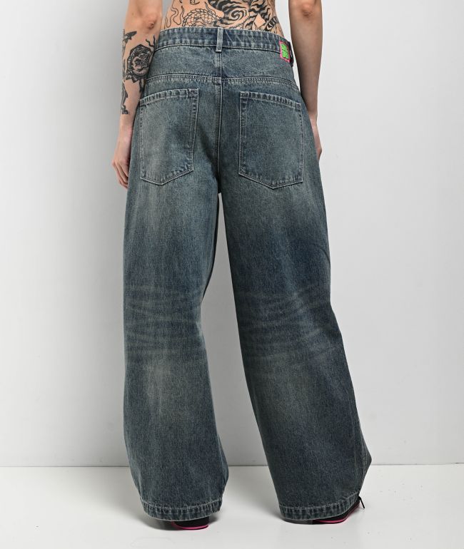 Empyre Engine Extent Wide Leg Blue Wash Jeans - thumbnail 2
