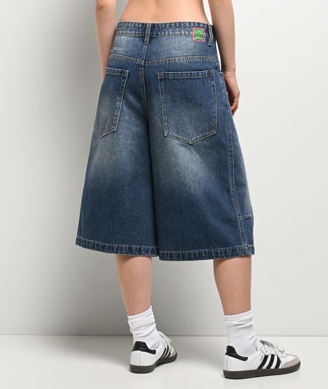 Empyre Extent Blasted Blue Wash Wide Leg Shorts - thumbnail 2