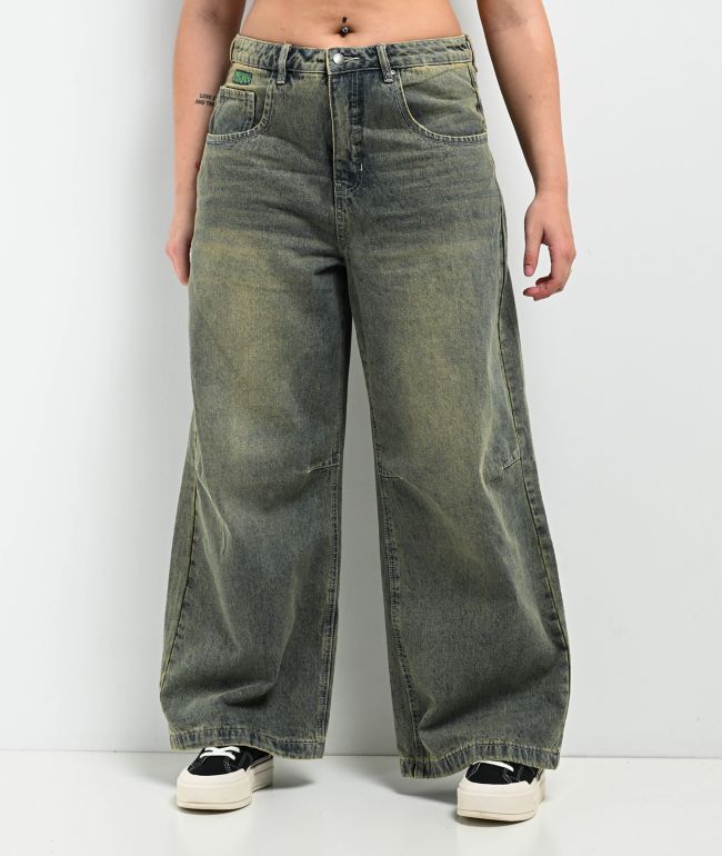 Empyre Extent Petrol Wash Wide Leg Jeans - thumbnail 3