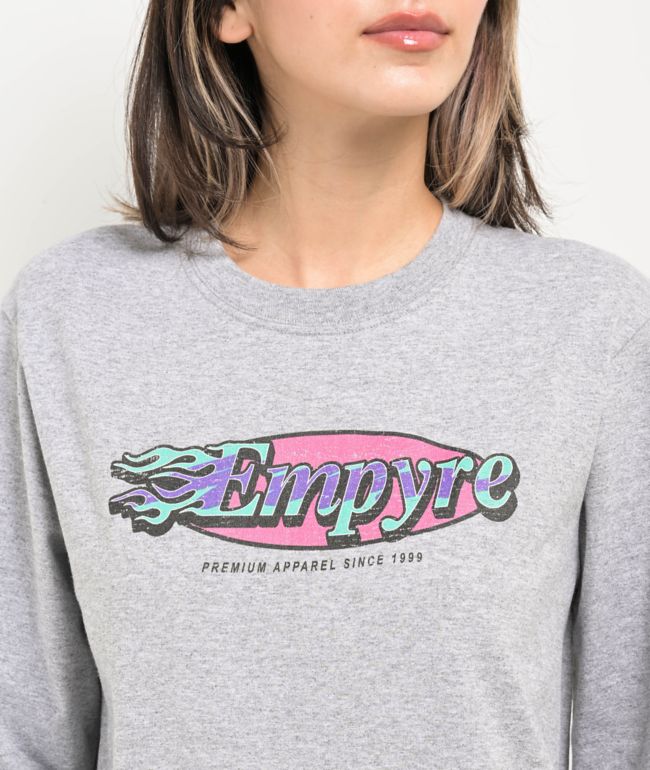 Empyre Fire Logo Heather Grey Long Sleeve T-Shirt - thumbnail 2