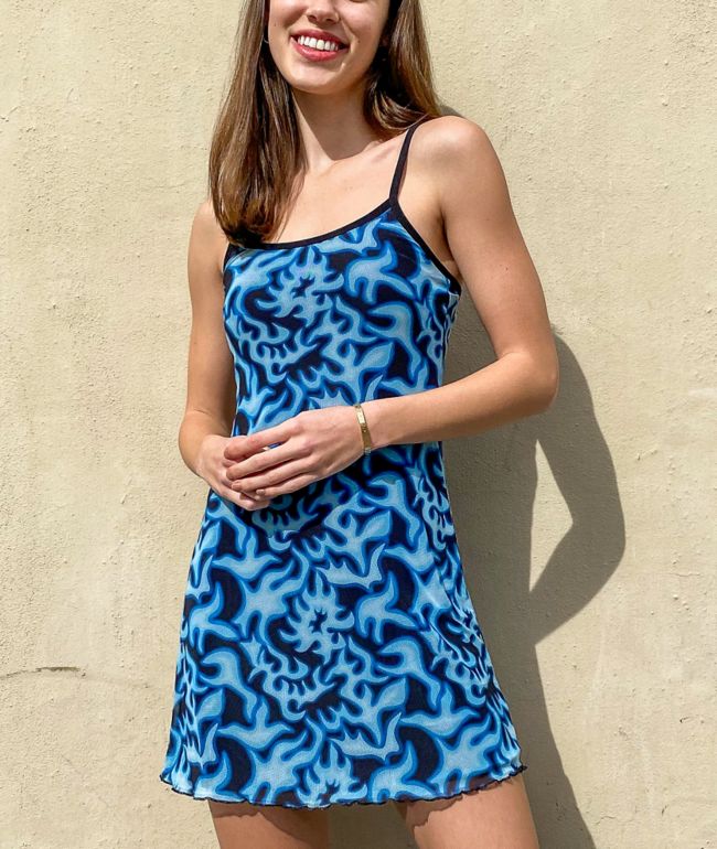 Empyre Flame & Dawn Blue Mesh Tank Top Dress