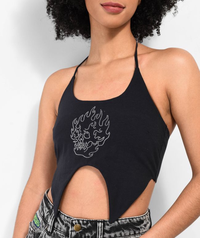 Empyre Flora Rhinestone Black Halter Top - thumbnail 3