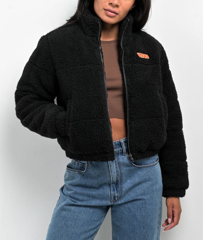 Empyre Flynn Black Crop Top Puffer Fleece