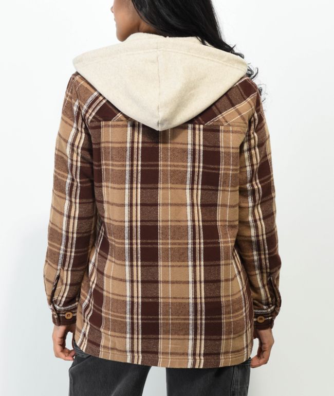 Empyre Holly Brown Hooded Flannel Shirt - thumbnail 2