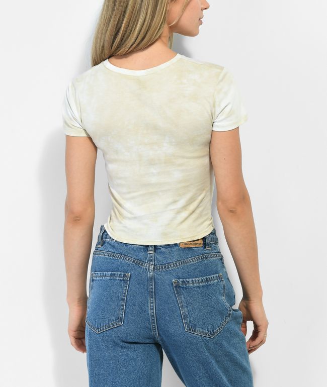 Empyre Ilaria Neutral Tie Dye Crop T-Shirt - thumbnail 3