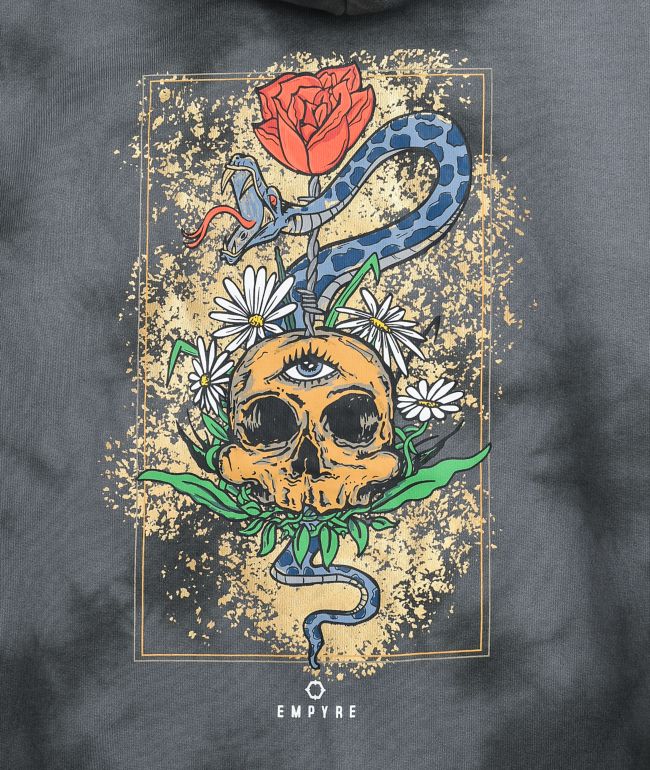 Empyre Jasmine Rose Skull Black Tie Dye Hoodie - thumbnail 3