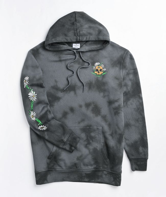 Empyre Jasmine Rose Skull Black Tie Dye Hoodie - thumbnail 2
