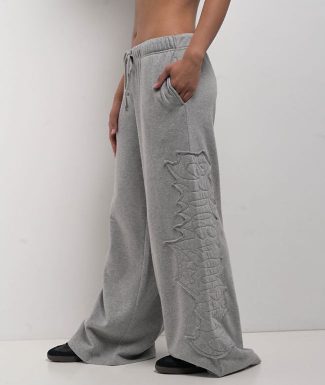 Empyre Jemma Applique Grey Oversized Wide Leg Sweatpants - thumbnail 3