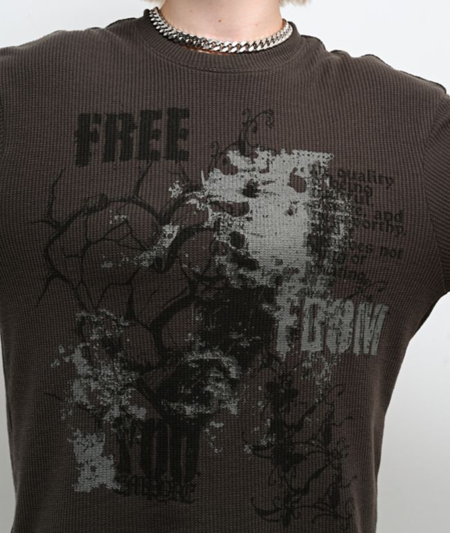 Empyre Jovie Grey Thermal Long Sleeve T-Shirt - thumbnail 3