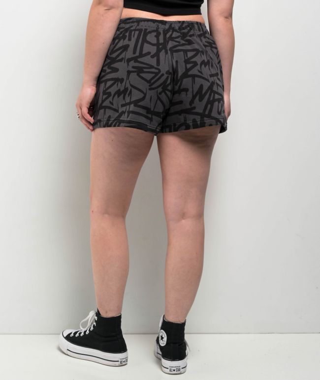 Empyre Jules Graffiti Raven Black Sweat Shorts - thumbnail 2