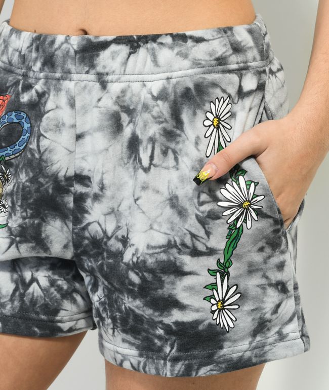 Empyre Jules Skull Black Tie Dye Sweat Shorts - thumbnail 3