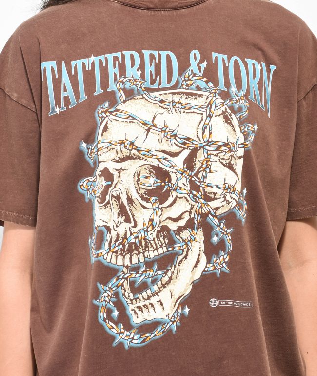 Empyre Julien Barbed Skull Brown T-Shirt - thumbnail 2