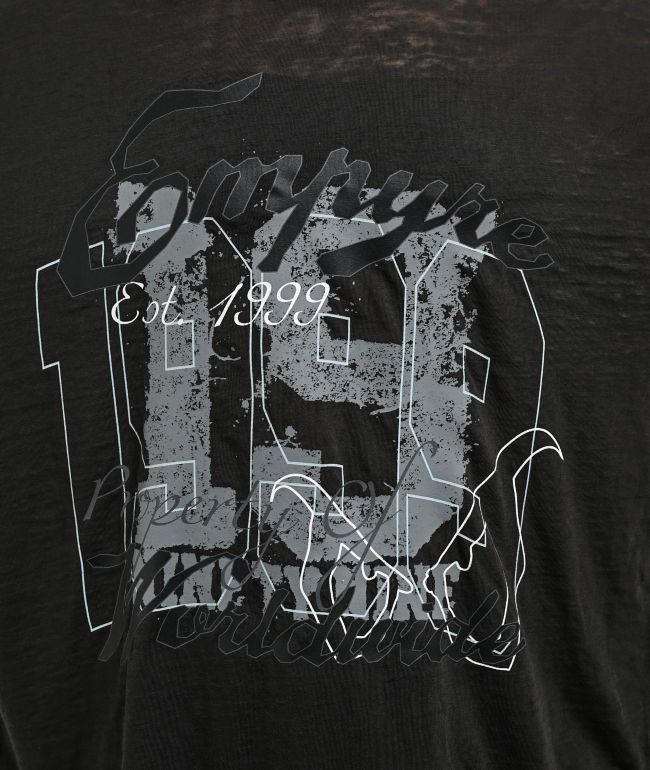 Empyre Julien Black Oversized Burnout T-Shirt - thumbnail 3