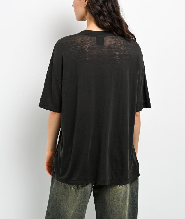 Empyre Julien Black Oversized Burnout T-Shirt - thumbnail 2