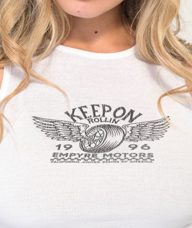 Empyre Keep On Rollin White Crop Tank Top - thumbnail 3