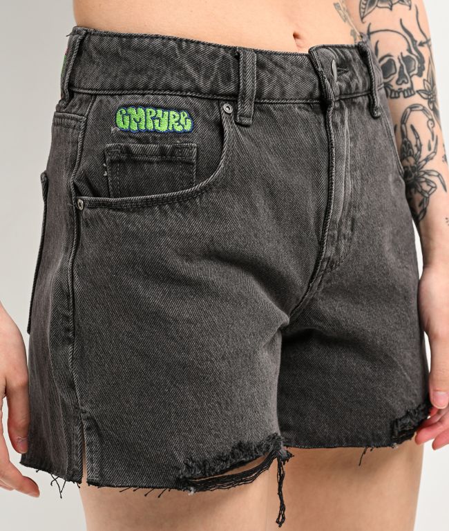 Empyre Kick Back Loose Fit Black Cutoff Shorts - thumbnail 3