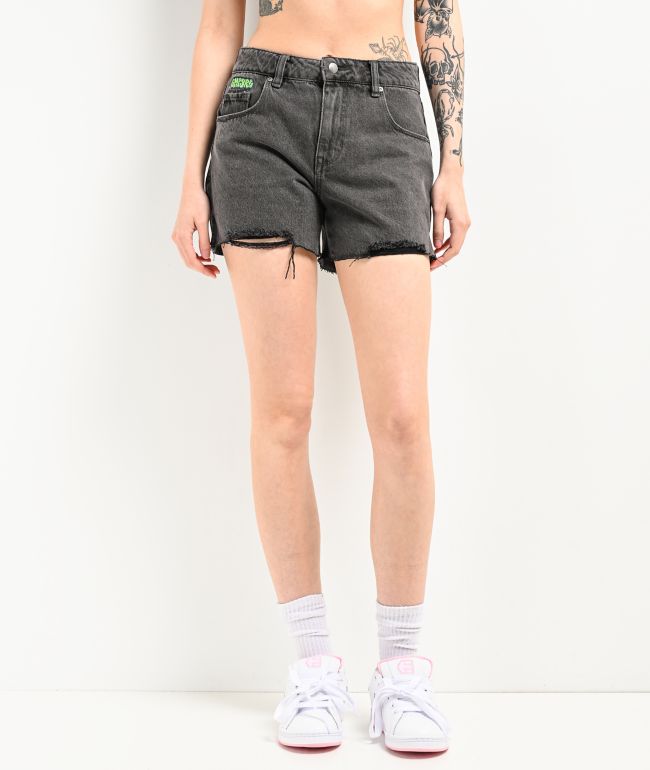 Empyre Kick Back Loose Fit Black Cutoff Shorts