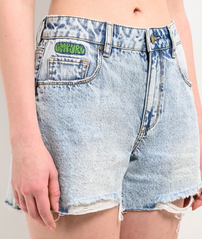 Empyre Kickback Light Wash Denim Cutoff Shorts - thumbnail 3