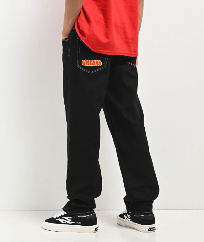 Empyre Kids Embroidered Loose Fit Black Denim Skate Jeans