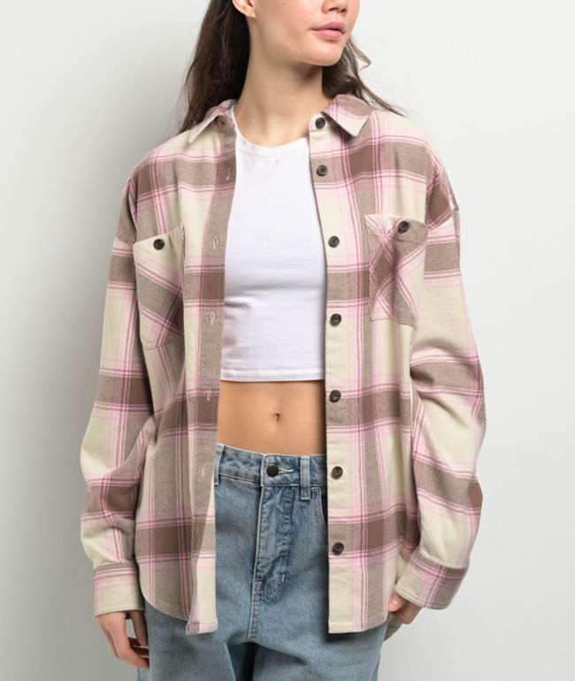 Empyre Kiley Brown & Pink Flannel Shirt