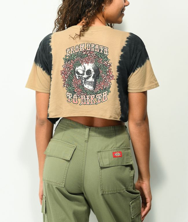 Empyre Kipsy Death To Birth Brown & Black Tie-Dye Crop T-Shirt