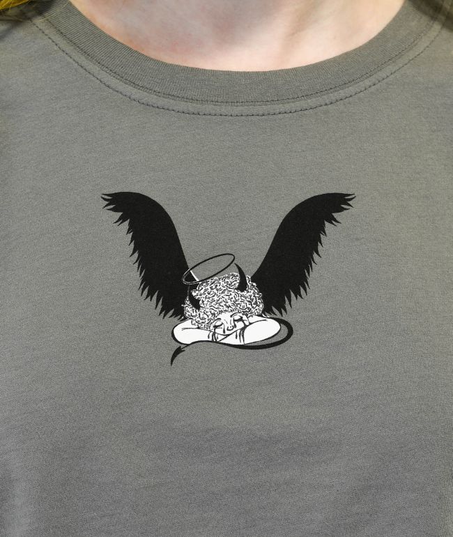 Empyre Kipsy Sleeping Angel Grey Crop T-Shirt - thumbnail 3