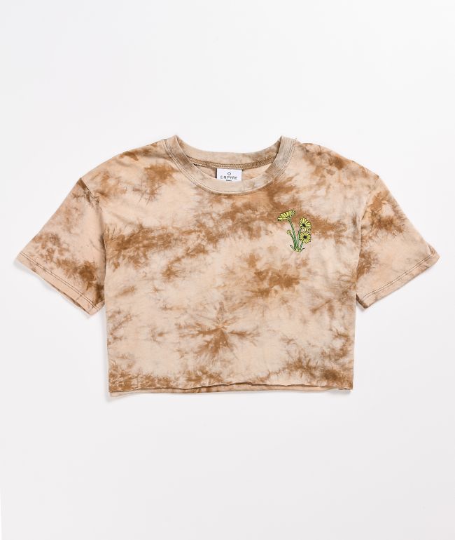 Empyre Kipsy Tan Tie Dye Crop T-Shirt - thumbnail 2