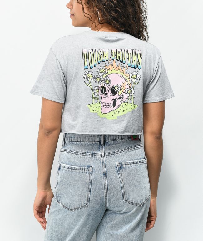 Empyre Kipsy Tough Truths Heather Grey Crop T-Shirt
