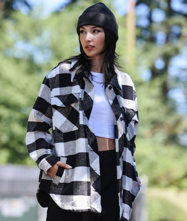 Empyre Kiva Black & White Brushed Plaid Jacket - thumbnail 2